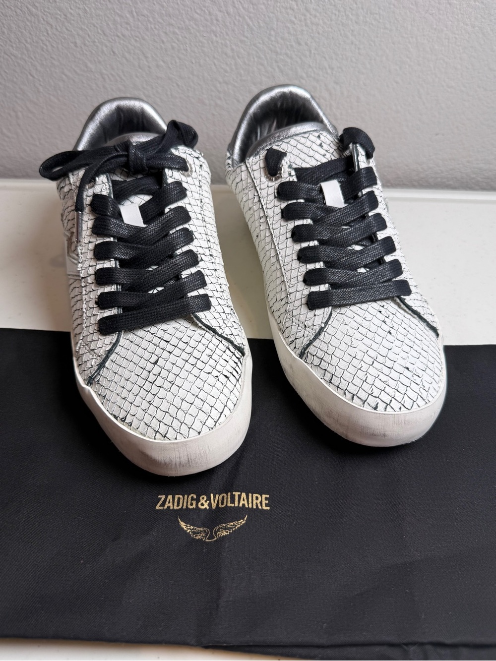 Zadig & Voltaire Neo Keith Flash Sneakers White Snakeskin - Picture 6 of 11
